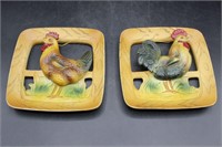 1950s NAPCOWARE Rooster Hen Wall Plaques