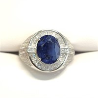 $330 Silver Sapphire(4.15ct) Ring