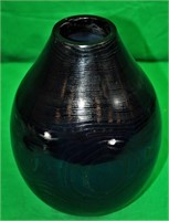 Signed 10 1/4" Blue Wooden Vase