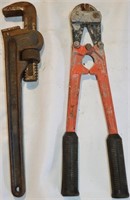 Craftsman 14" Pipe Wrench & Small Bolt Cutter