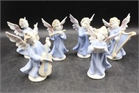 6 "Angels Playing Instruments" Porc. Figurines