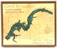 Geist Reservoir Topographical Map Framed