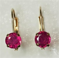10k Yellow Gold Ruby (1.46 ct) Earrings (Made in