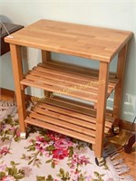 Rolling maple kitchen cart