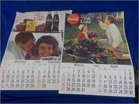 2 1966 Coca-Cola calendar sheets 12 x 17"