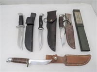 (4) Vintage Fixed Blade Sheath Knives with a