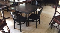Square Black Table & 4 Heavy Duty Black Chairs