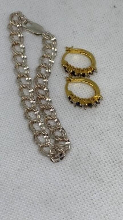 Bracelet and earrings both marked 925