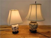 Pair of Vintage Table Lamps - Oriental Earthenware