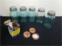Vintage mason jars and vintage very small canning