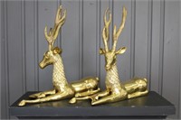 Pair Sarreid Brass Deer