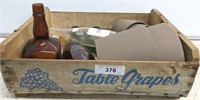 VINTAGE GRAPE TRAY AND BOTTLES, MISC