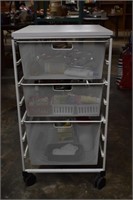 Rolling Metal Mesh 3 Drawer Cart With Craft Items
