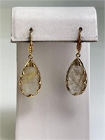 Lg. Sterling/Vermeil Rutilated Quartz Earrings 9 G