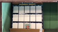 Kelloggs baseball greats display board and cards