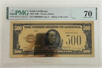 1928 $500 24K GOLD CERTIFICATE BANKNOTE