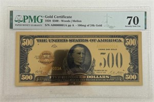 1928 $500 24K GOLD CERTIFICATE BANKNOTE