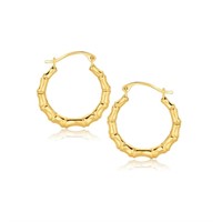 10k Gold Branch Motif Hoop Earrings