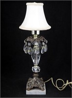 Vtg Rococo Iron & Clear Crystal Table Lamp