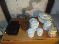 Canister set, misc glassware