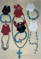 (5) Turquoise Color Bracelets & Necklace, New