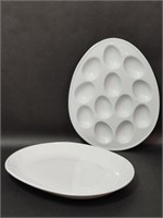 Cordon Bleu Deviled Egg and Corning Ware Platters