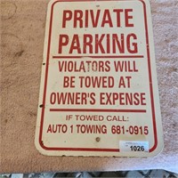 Metal Private Parking Sign - approx 12" x 18"