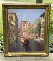 Impressive C.Muller Venice Canal 1920's Oil
