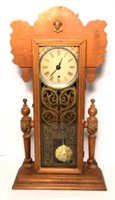 Vintage Clock in Wood Case with Key