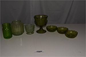 Lot of Green Glassware