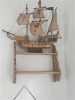 Santa Maria wooden ship & shelf
