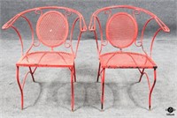 Pair of Metal Outdoor Arm Chairs