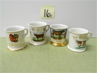 (4) Cow Design Shaving Mugs - Fisher, Williams,