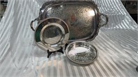 Set of 3 Silver Plated Serving Trays.