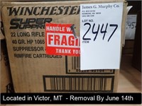 CASE OF (2,000) ROUNDS OF WINCHESTER .22 LR 40 GR