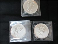 3 1 oz silver 5 dollar Canadian coins