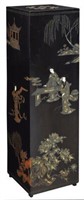 CHINESE BLACK LACQUER FIGURAL PEDESTAL
