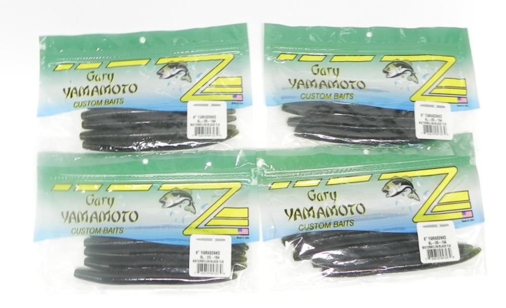 GARY YAMAMOTO 6" WATERMELON BLACK WORM SOFT BAITS