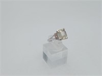 Sterling Aqua Emerald Cut Ring