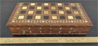 Antique Inlaid Chess Board- Folds to Store Chess