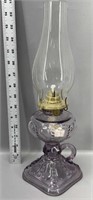 Antique purple (Manganese glass) oil lamp