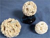 Carved ivory mystery balls
