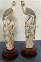 Ivory carved birds 10 inches tall