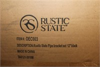 Rustic State Pipe Bracket Set 12" Black