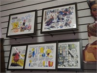 Five framed Chris Britt political cartoons