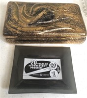 MCM Ceramic Cigarette Box & 1950's GE Ashtray