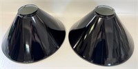 TWO NICE BLACK ENAMELLED PENDENT LIGHT SHADES