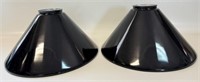 TWO NICE BLACK ENAMELLED PENDENT LIGHT SHADES