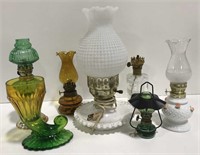 Vintage mini oil lamps and gourd glass