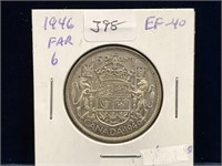 1946  Can Silver 50 Cent Piece  EF40